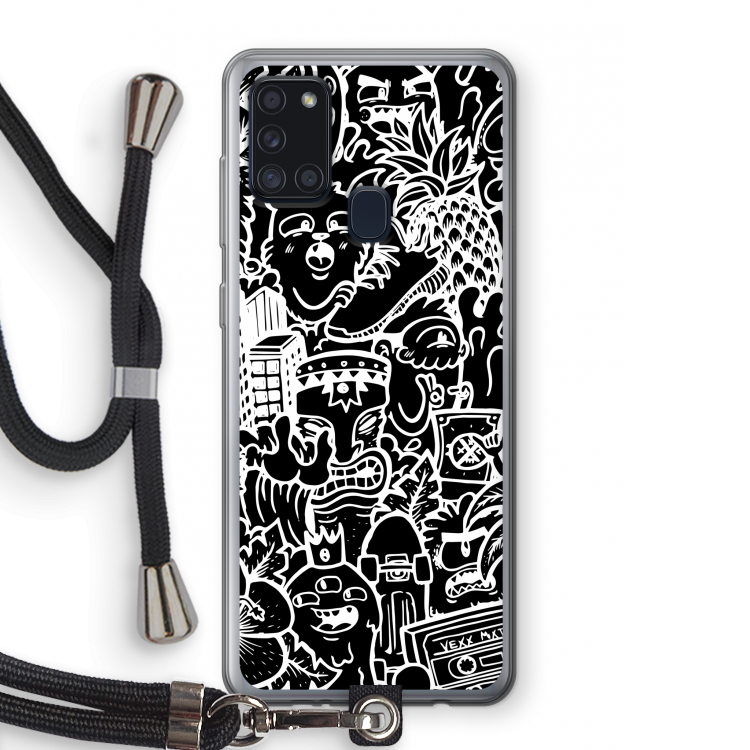 Vexx Black Mixtape: Samsung Galaxy A21s Transparant Hoesje met koord