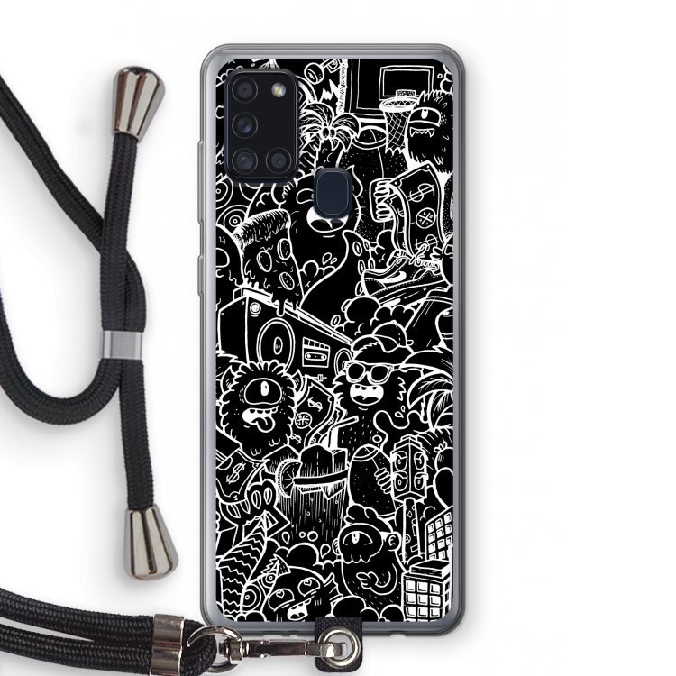 Vexx Black City : Samsung Galaxy A21s Transparant Hoesje met koord