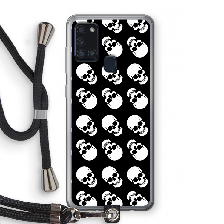 Musketon Skulls: Samsung Galaxy A21s Transparant Hoesje met koord