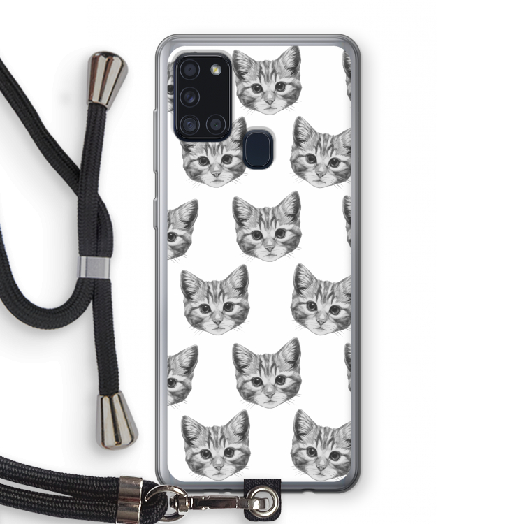 Kitten: Samsung Galaxy A21s Transparant Hoesje met koord