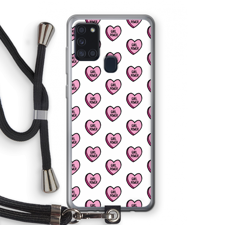 GIRL POWER: Samsung Galaxy A21s Transparant Hoesje met koord