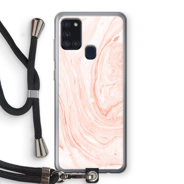 Peach bath: Samsung Galaxy A21s Transparant Hoesje met koord