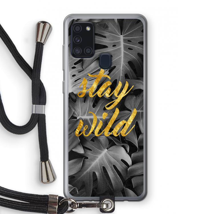 Stay wild: Samsung Galaxy A21s Transparant Hoesje met koord