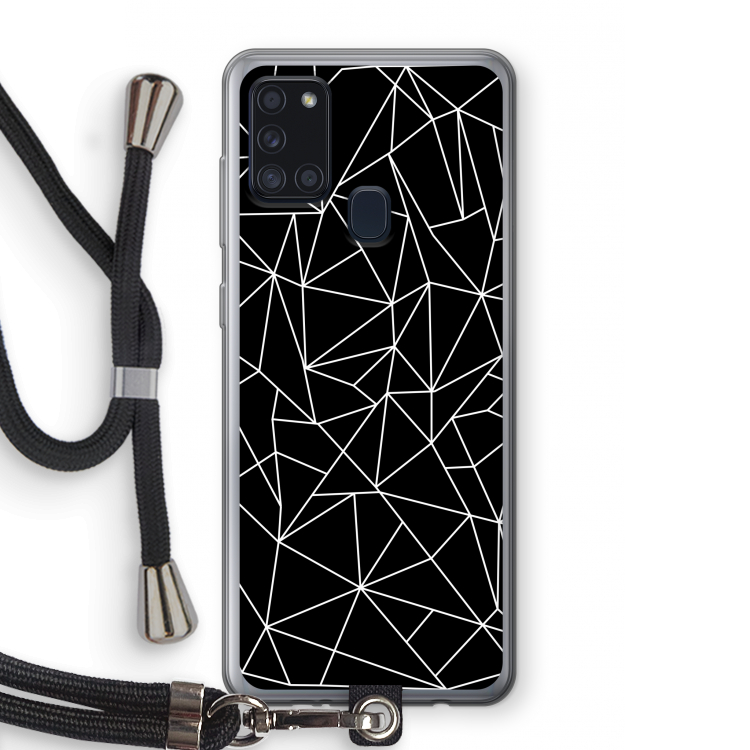Geometrische lijnen wit: Samsung Galaxy A21s Transparant Hoesje met koord