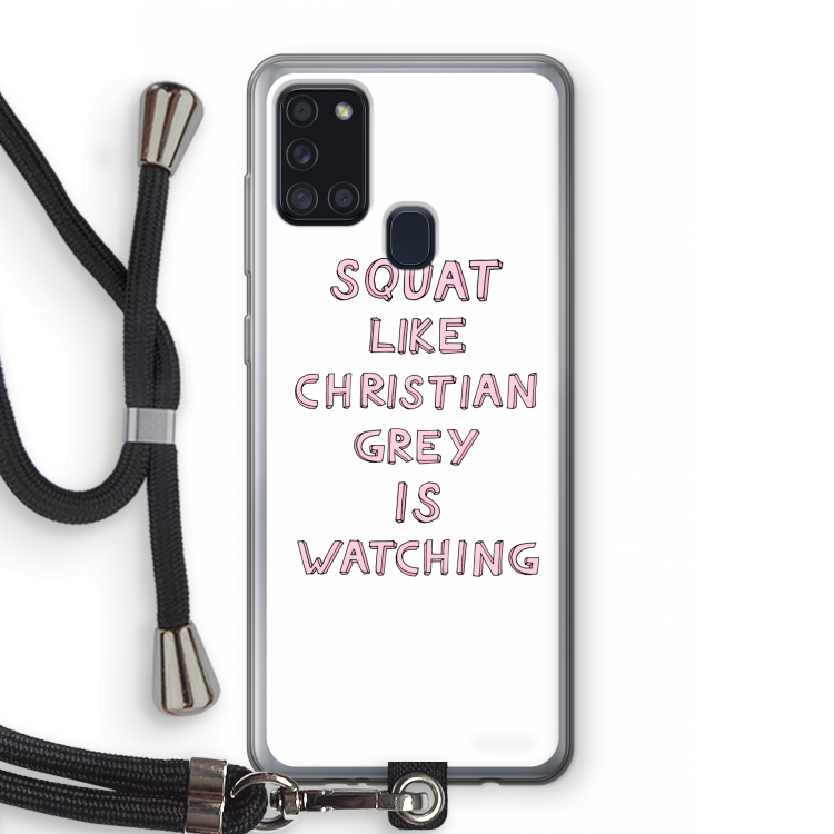 Christian Grey: Samsung Galaxy A21s Transparant Hoesje met koord
