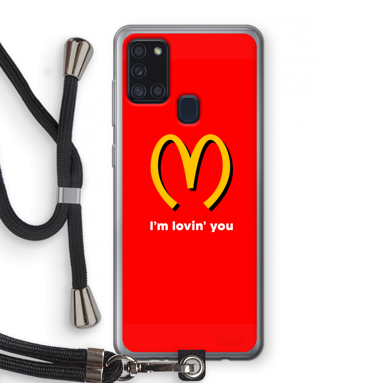 I'm lovin' you: Samsung Galaxy A21s Transparant Hoesje met koord