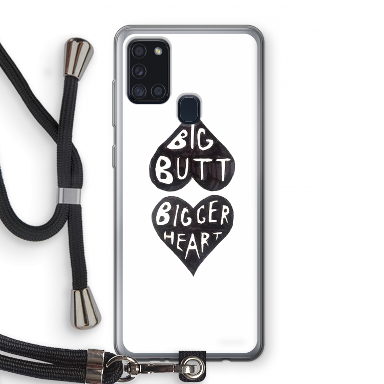 Big butt bigger heart: Samsung Galaxy A21s Transparant Hoesje met koord