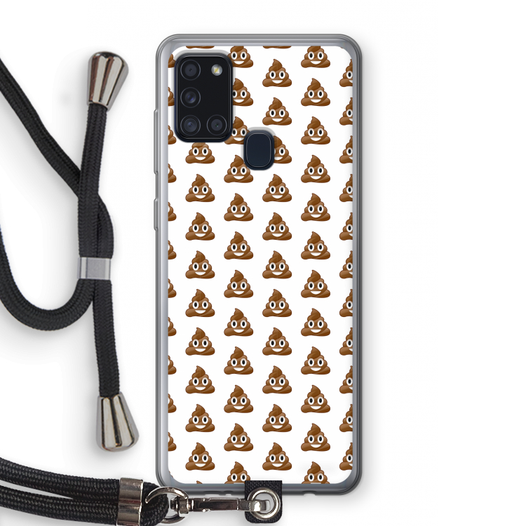 Poop emoji: Samsung Galaxy A21s Transparant Hoesje met koord