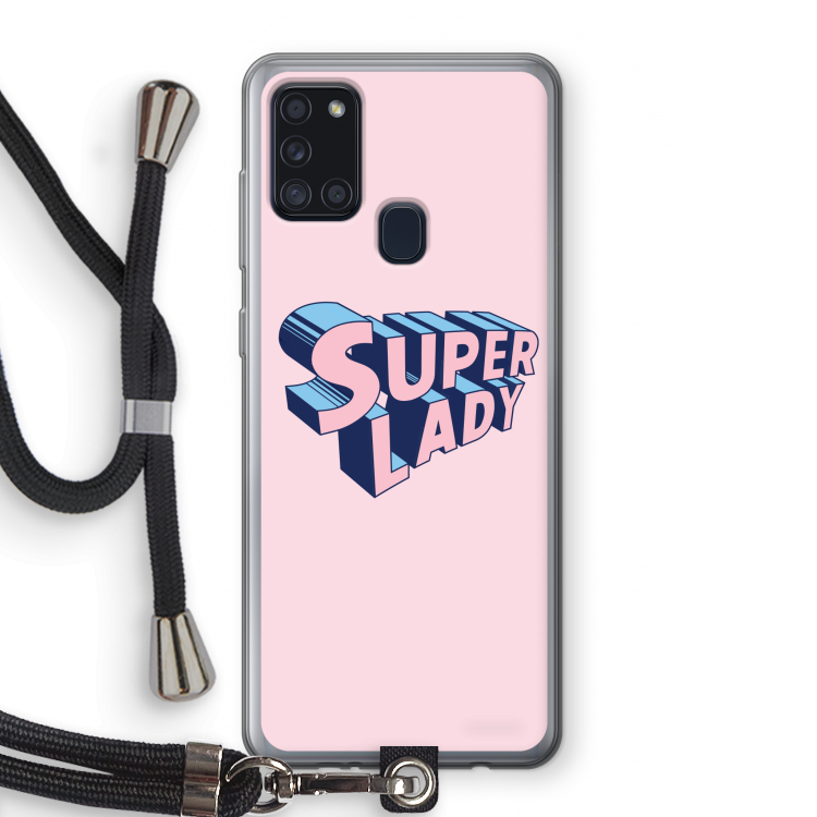 Superlady: Samsung Galaxy A21s Transparant Hoesje met koord