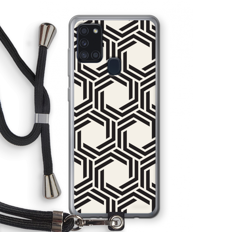 Geometrisch patroon: Samsung Galaxy A21s Transparant Hoesje met koord
