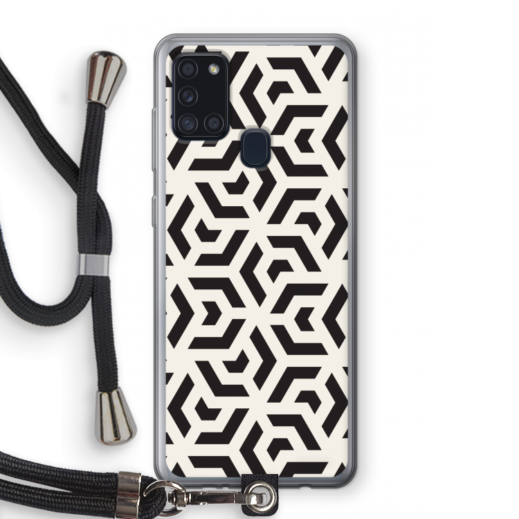 Crazy pattern: Samsung Galaxy A21s Transparant Hoesje met koord
