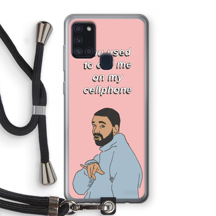 Hotline bling: Samsung Galaxy A21s Transparant Hoesje met koord