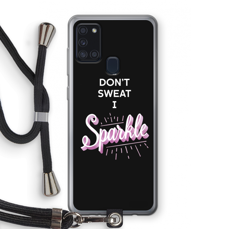 Sparkle quote: Samsung Galaxy A21s Transparant Hoesje met koord