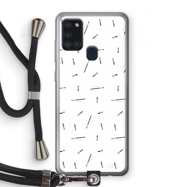 Hipster stripes: Samsung Galaxy A21s Transparant Hoesje met koord