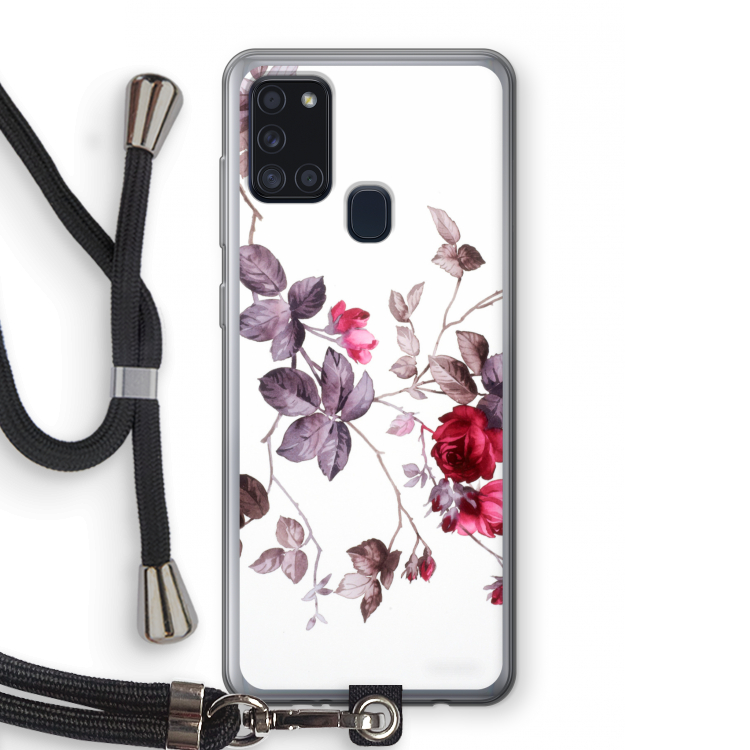 Mooie bloemen: Samsung Galaxy A21s Transparant Hoesje met koord