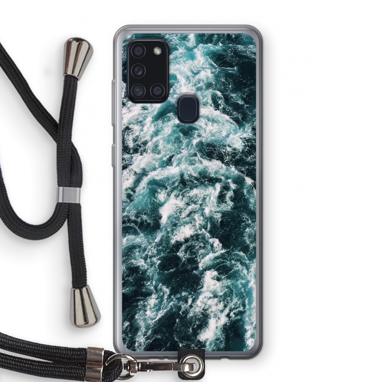 Zee golf: Samsung Galaxy A21s Transparant Hoesje met koord