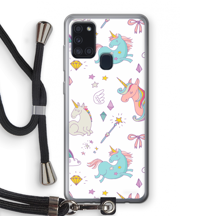 Fantasiewereld: Samsung Galaxy A21s Transparant Hoesje met koord