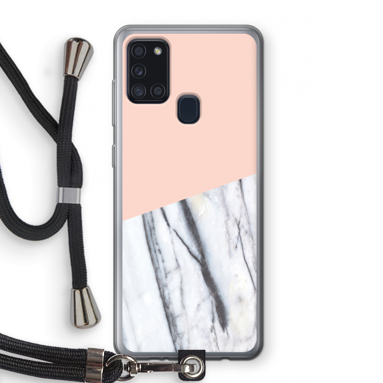 A touch of peach: Samsung Galaxy A21s Transparant Hoesje met koord