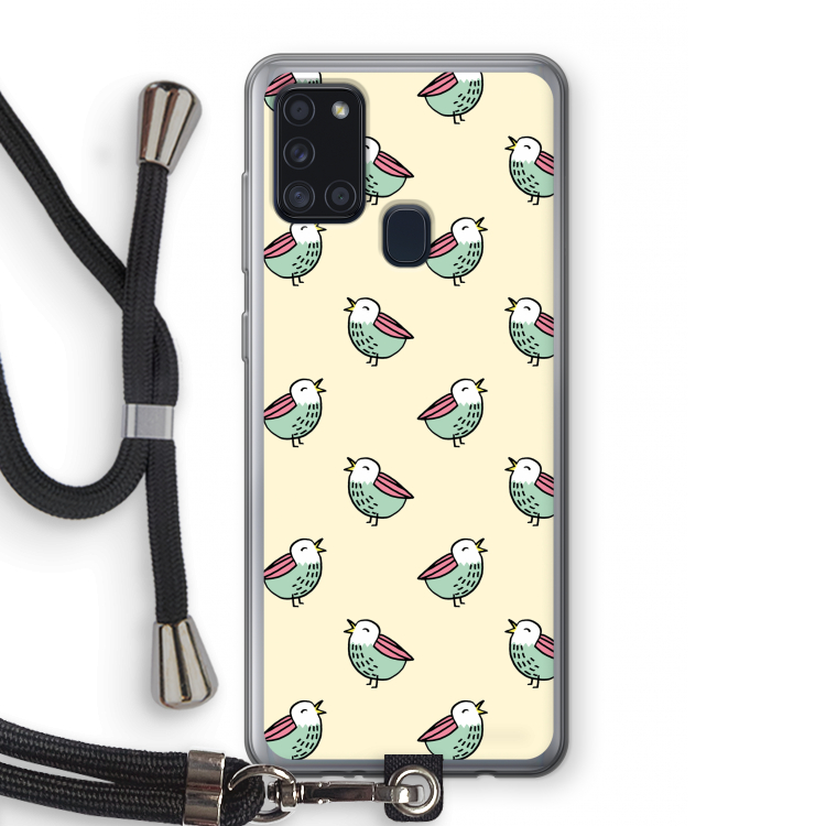 Vogeltjes: Samsung Galaxy A21s Transparant Hoesje met koord