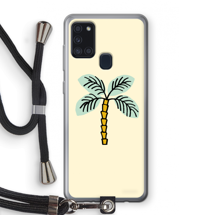Palmboom: Samsung Galaxy A21s Transparant Hoesje met koord