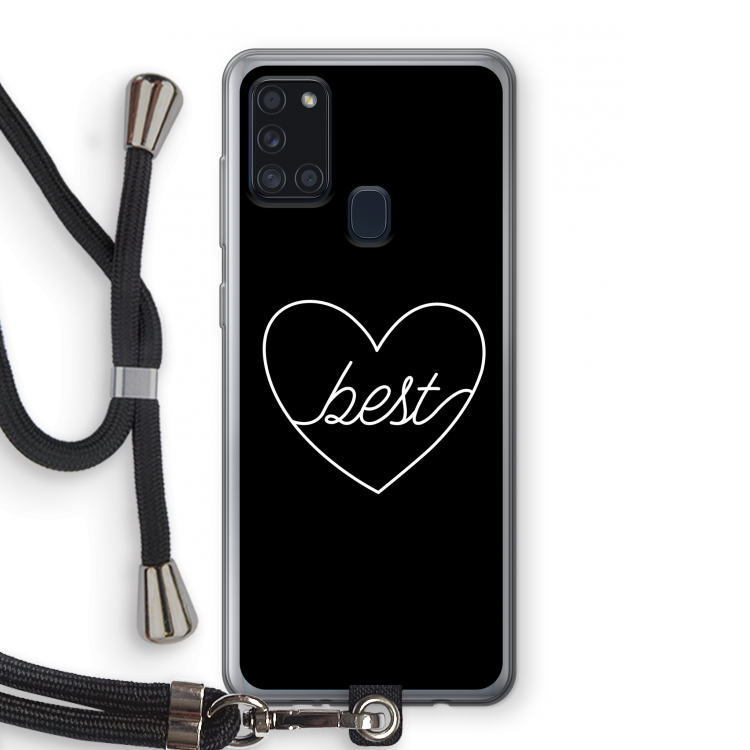 Best heart black: Samsung Galaxy A21s Transparant Hoesje met koord