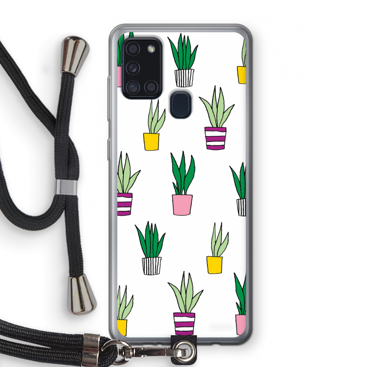 Sanseveria: Samsung Galaxy A21s Transparant Hoesje met koord