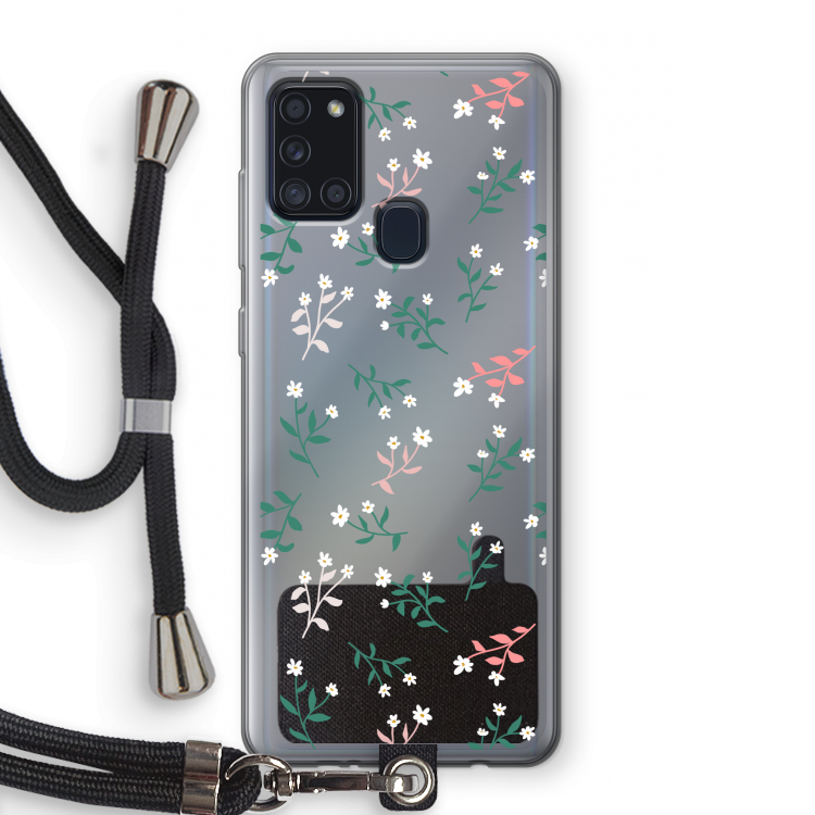 Small white flowers: Samsung Galaxy A21s Transparant Hoesje met koord