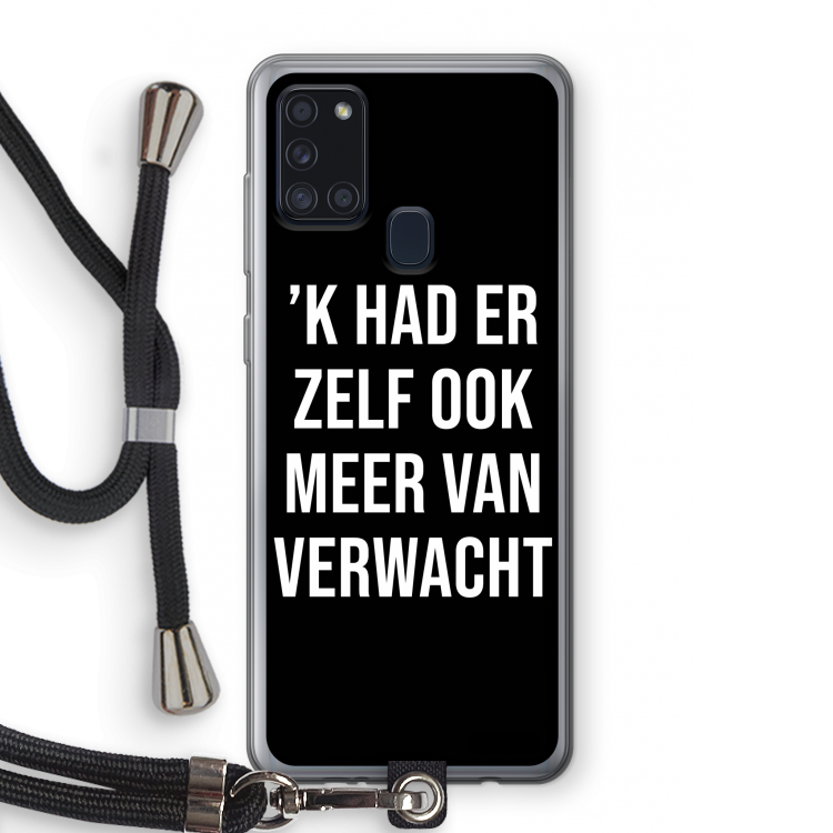 Meer verwacht - Zwart: Samsung Galaxy A21s Transparant Hoesje met koord