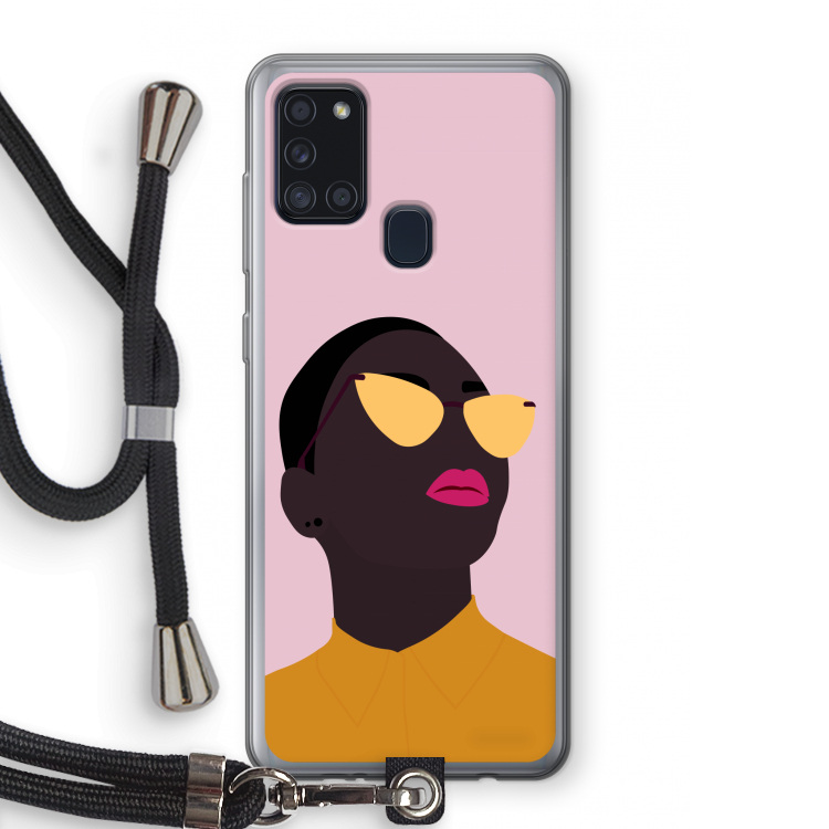 Yellow glasses: Samsung Galaxy A21s Transparant Hoesje met koord