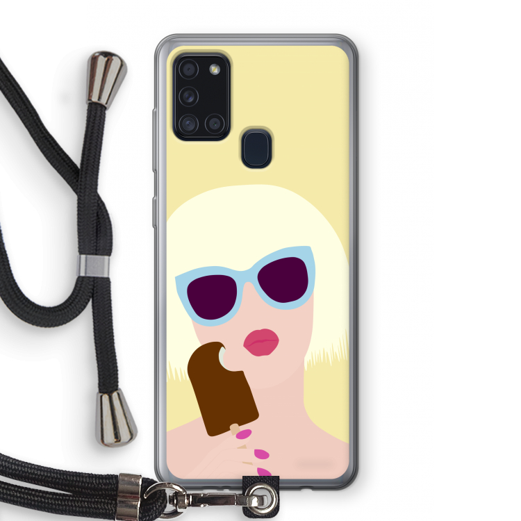 Ice cream: Samsung Galaxy A21s Transparant Hoesje met koord