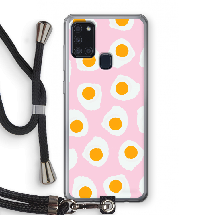 Dancing eggs: Samsung Galaxy A21s Transparant Hoesje met koord