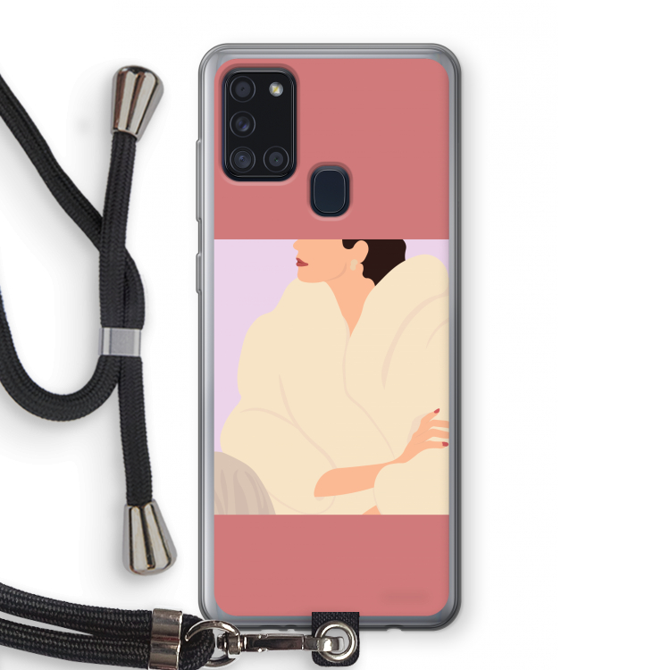 Cosy: Samsung Galaxy A21s Transparant Hoesje met koord