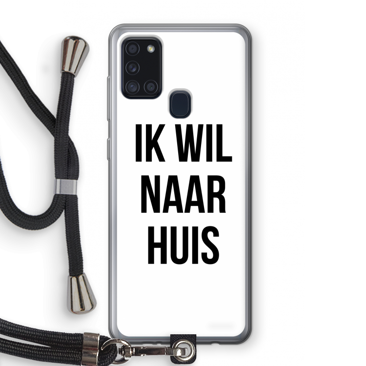 Ik wil naar huis: Samsung Galaxy A21s Transparant Hoesje met koord