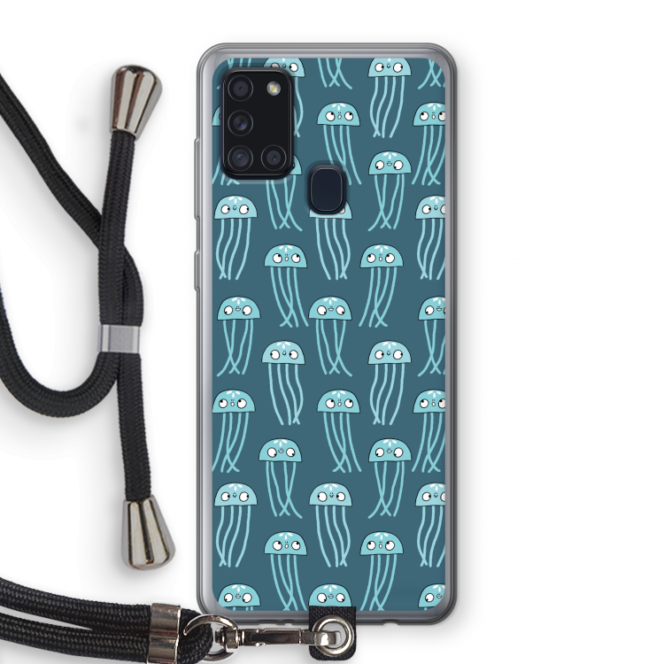 Kwallie: Samsung Galaxy A21s Transparant Hoesje met koord