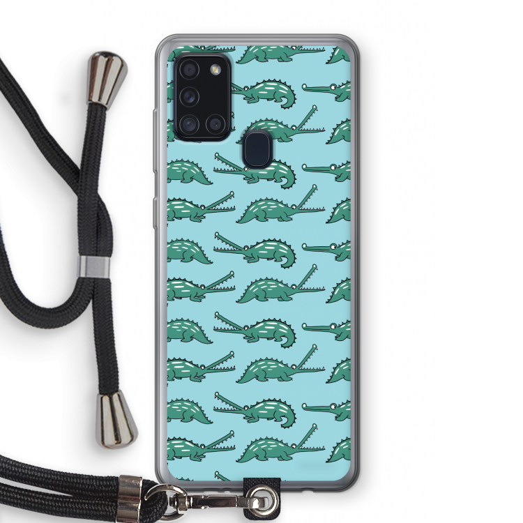 Kroko: Samsung Galaxy A21s Transparant Hoesje met koord
