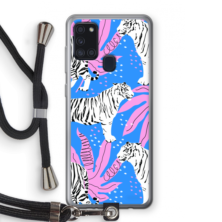 Tijger: Samsung Galaxy A21s Transparant Hoesje met koord