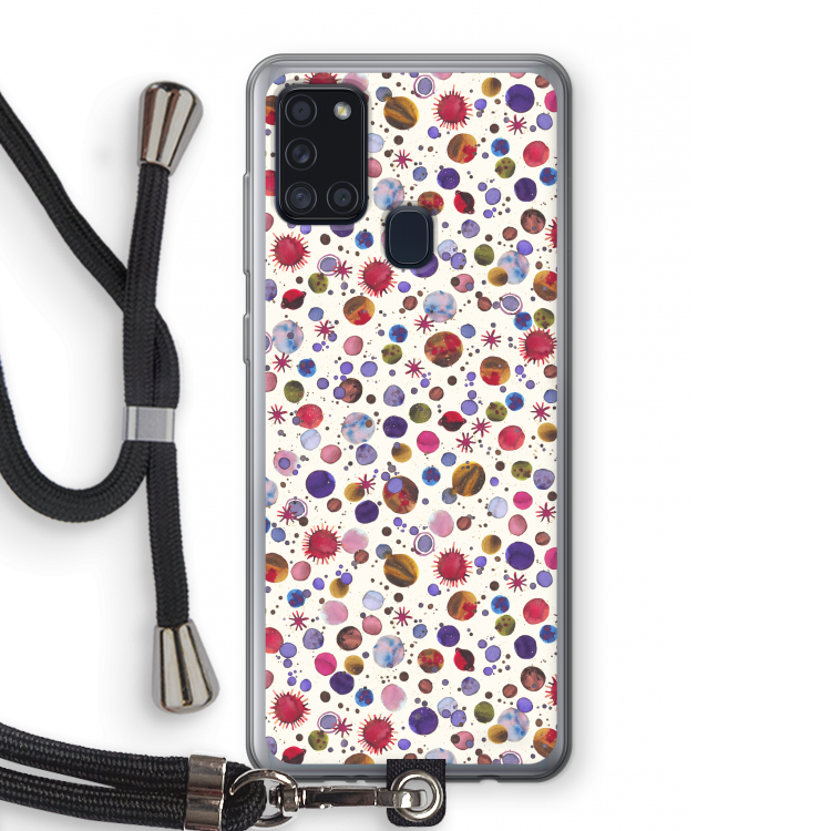 Planets Space: Samsung Galaxy A21s Transparant Hoesje met koord