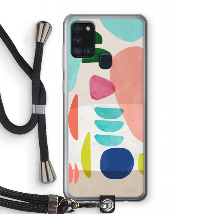 Bold Rounded Shapes: Samsung Galaxy A21s Transparant Hoesje met koord