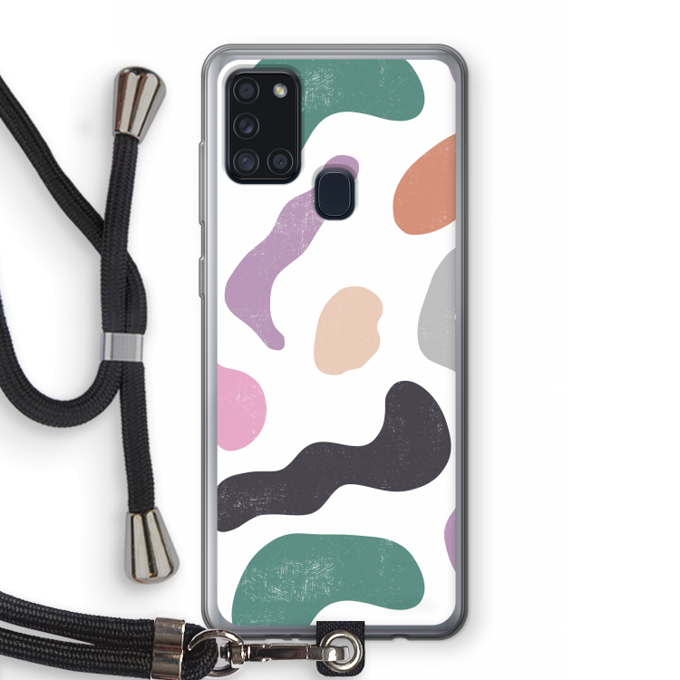 Memphis Shapes: Samsung Galaxy A21s Transparant Hoesje met koord