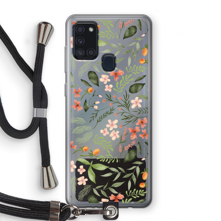 Sweet little flowers: Samsung Galaxy A21s Transparant Hoesje met koord