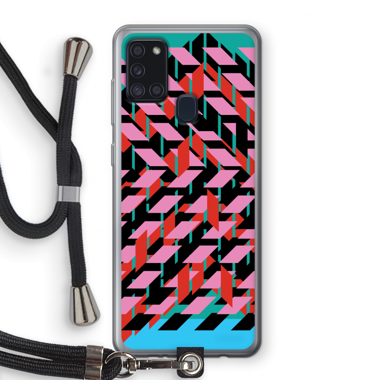Skew Blush 2: Samsung Galaxy A21s Transparant Hoesje met koord