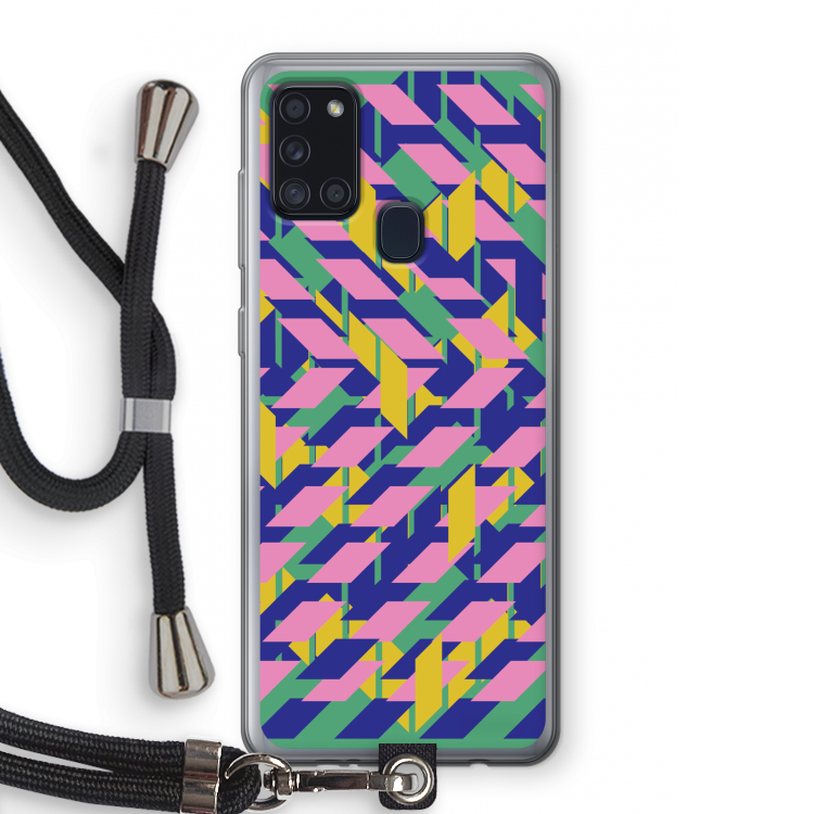 Skew Blush 1: Samsung Galaxy A21s Transparant Hoesje met koord
