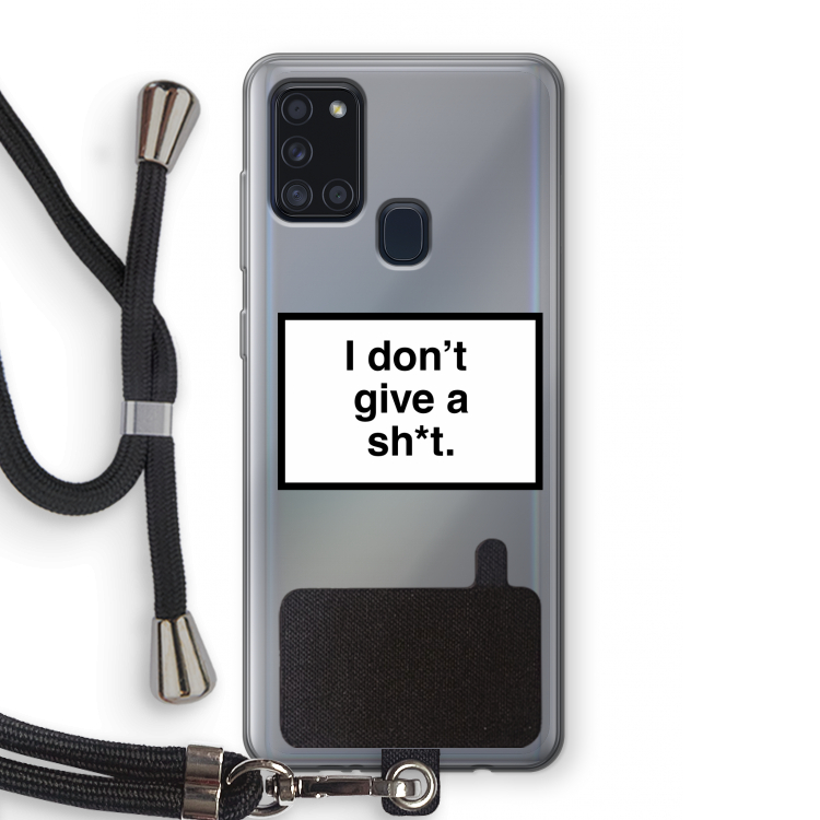 Don't give a shit: Samsung Galaxy A21s Transparant Hoesje met koord