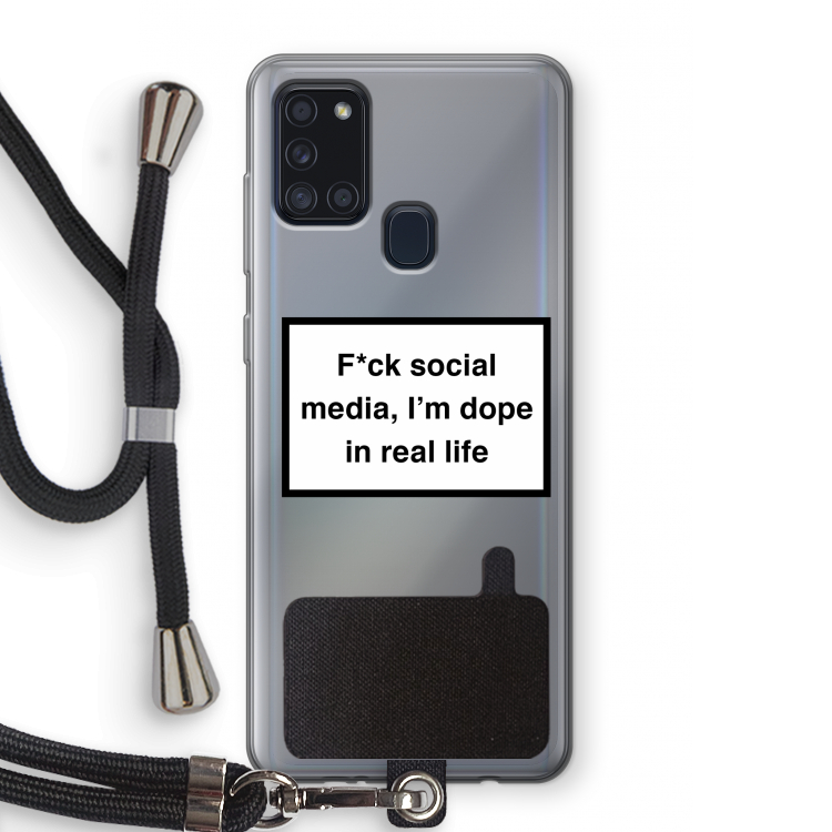 I'm dope: Samsung Galaxy A21s Transparant Hoesje met koord