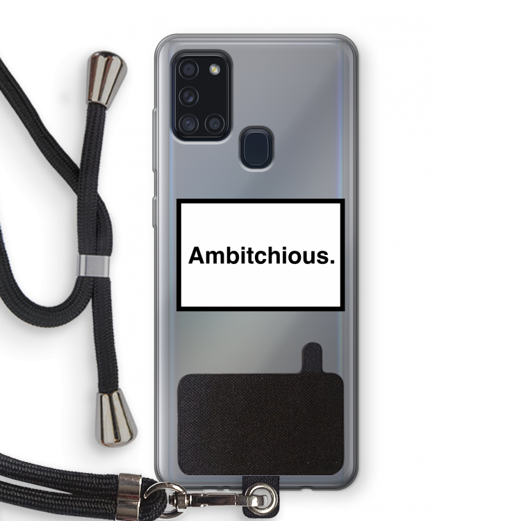 Ambitchious: Samsung Galaxy A21s Transparant Hoesje met koord