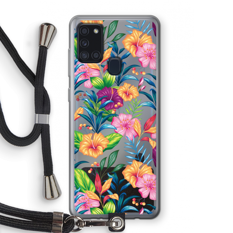 Tropisch 2: Samsung Galaxy A21s Transparant Hoesje met koord