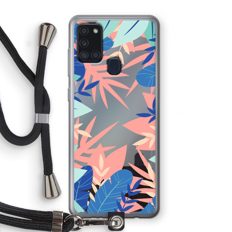 Tropisch: Samsung Galaxy A21s Transparant Hoesje met koord