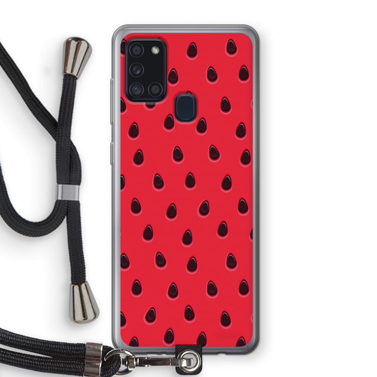 Watermelon: Samsung Galaxy A21s Transparant Hoesje met koord