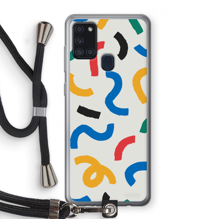 Illustratieve pop 2: Samsung Galaxy A21s Transparant Hoesje met koord