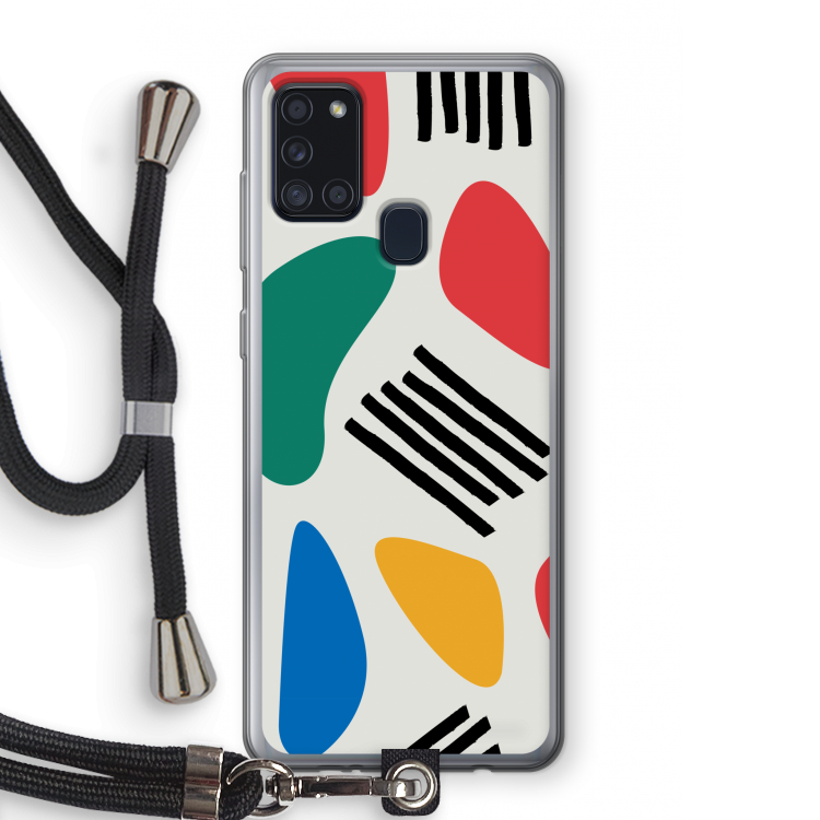 Illustratieve pop 1: Samsung Galaxy A21s Transparant Hoesje met koord